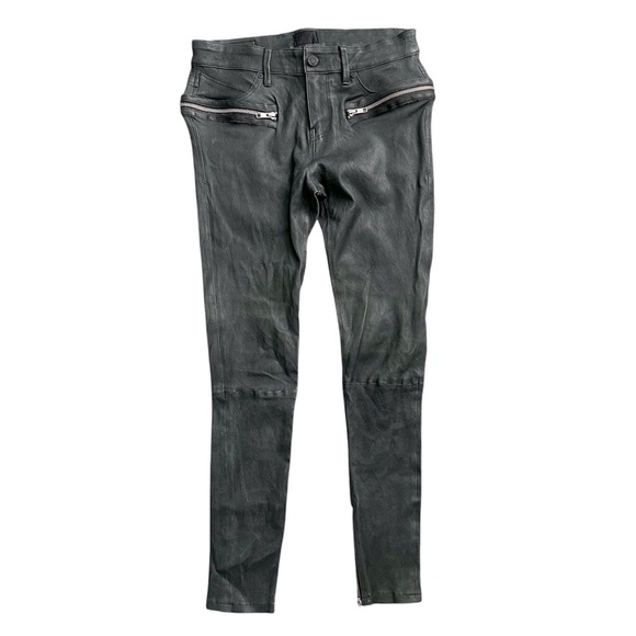 RtA Madrid Stretch Leather Skinny Pants Charcoal Gray Lambskin Zip Sz 27 - Picture 1 of 14